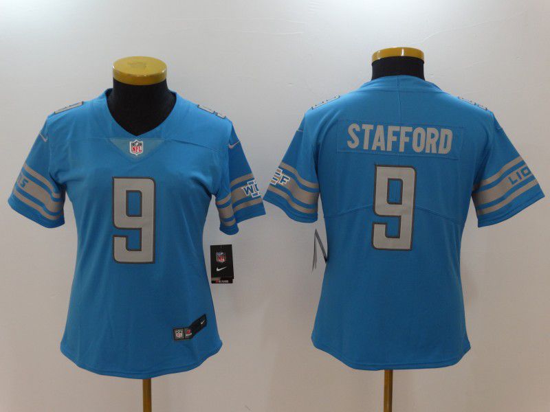 Women Detroit Lions #9 Stafford Blue Nike Vapor Untouchable Limited NFL Jerseys